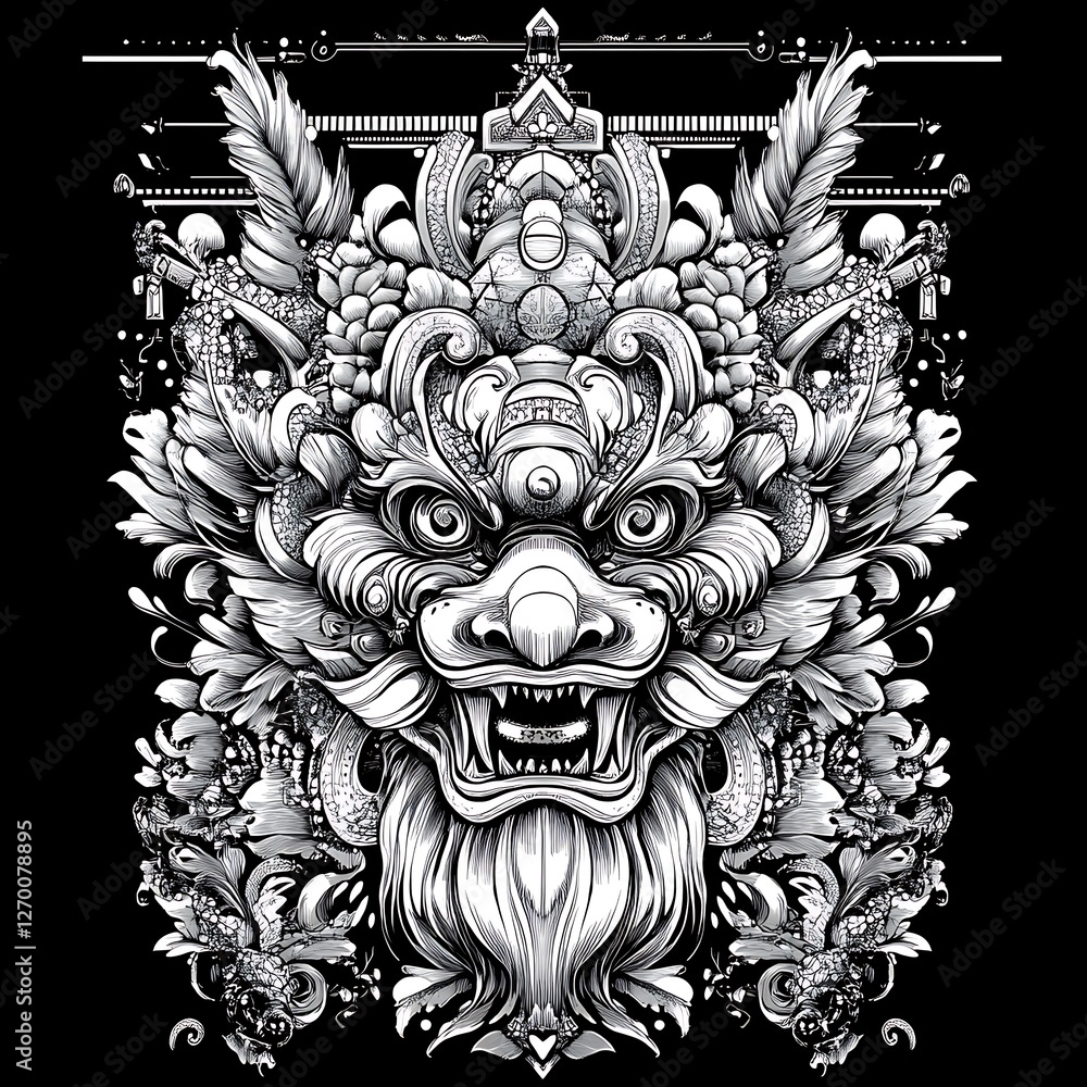 Ornate Dragon Face Graphic Design, Intricate Detail, Art Ornate Dragon Face Graphic Design, Intricate Detail, Art