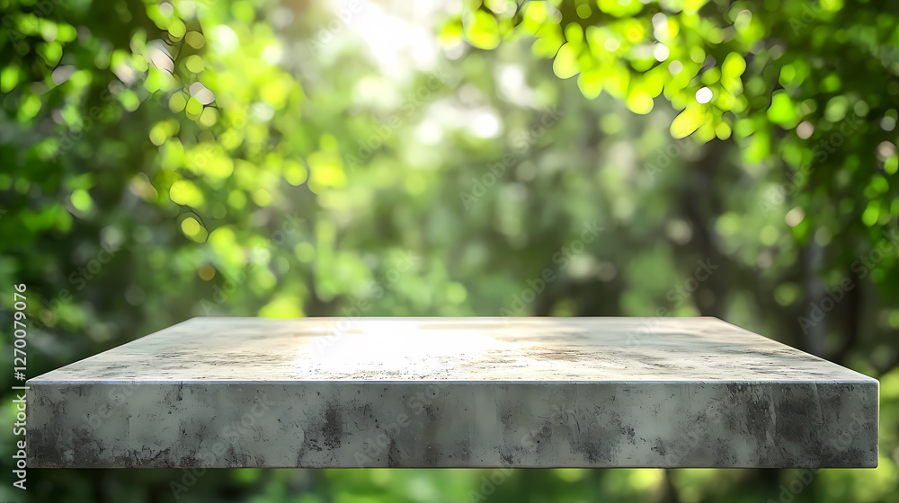 Fototapeta premium Gray Stone Table in Sunlit Forest