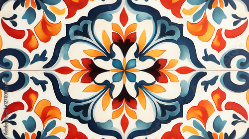 A colorful tile with a flower design on it