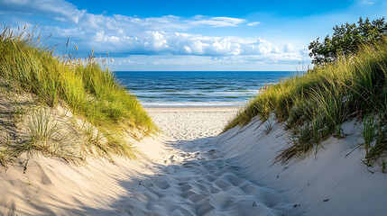 Crédence de cuisine Plage et Mer Chemin herbeux vers la plage en été  © Watcharin