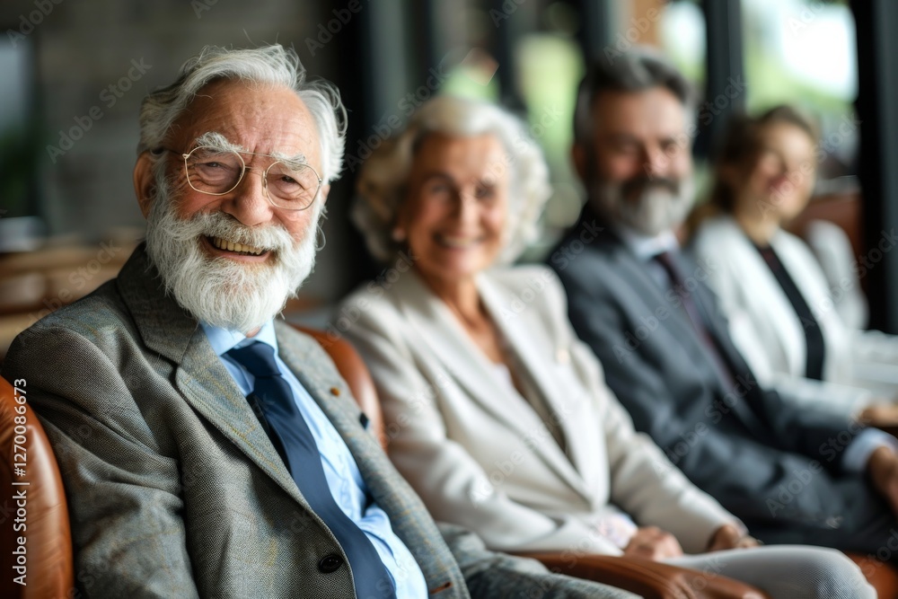 Portrait of a senior businessman with his team in background at office Portrait of a senior businessman with his team in background at office