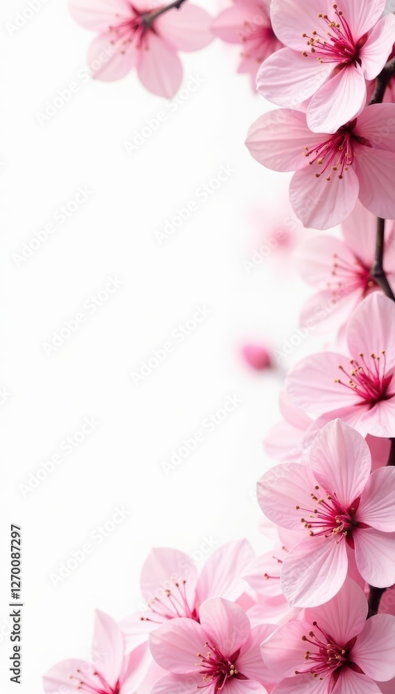 Soft, ethereal cherry blossom border on white, border, sakura Soft, ethereal cherry blossom border on white, border, sakura