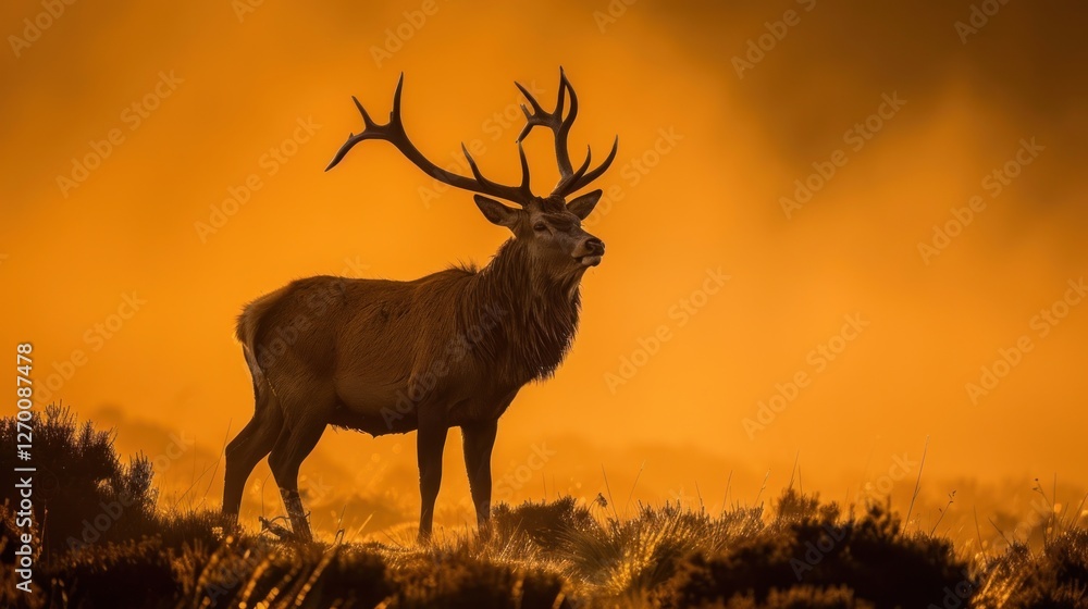 view of deer in the meadow in the afternoon view of deer in the meadow in the afternoon