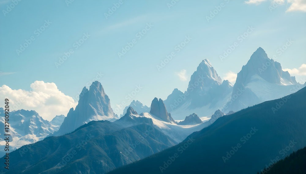 Majestic Snow-Capped Mountains Landscape Serenity Majestic Snow-Capped Mountains Landscape Serenity