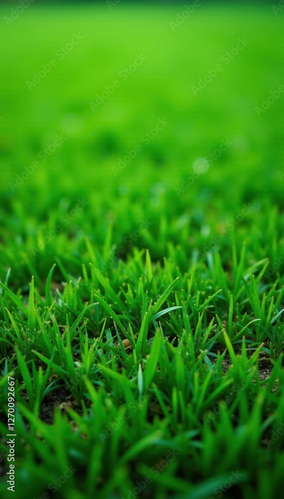 Long shot of artificial grass field Uniform, vibrant green synthetic surface , sports field, green background Long shot of artificial grass field Uniform, vibrant green synthetic surface , sports field, green background