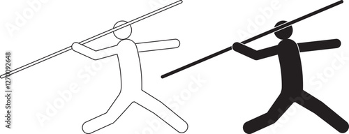 outline silhouette javelin thrower icon set