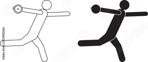 outline silhouette discus thrower icon set