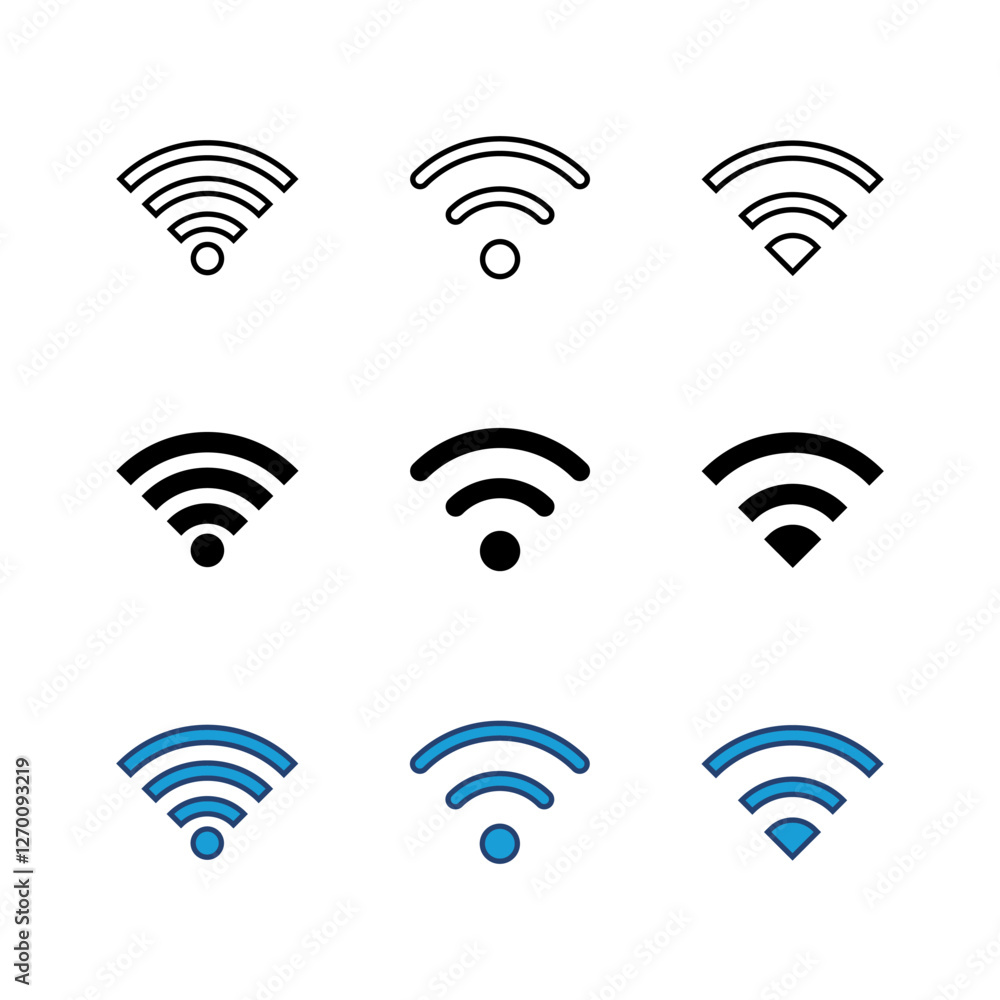 Wifi icon set. signal vector icon. Wireless icon vector Wifi icon set. signal vector icon. Wireless icon vector