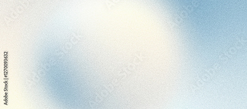 Blurred light blue white grainy background, abstract pastel color gradient sphere, smooth noise texture banner header poster backdrop design