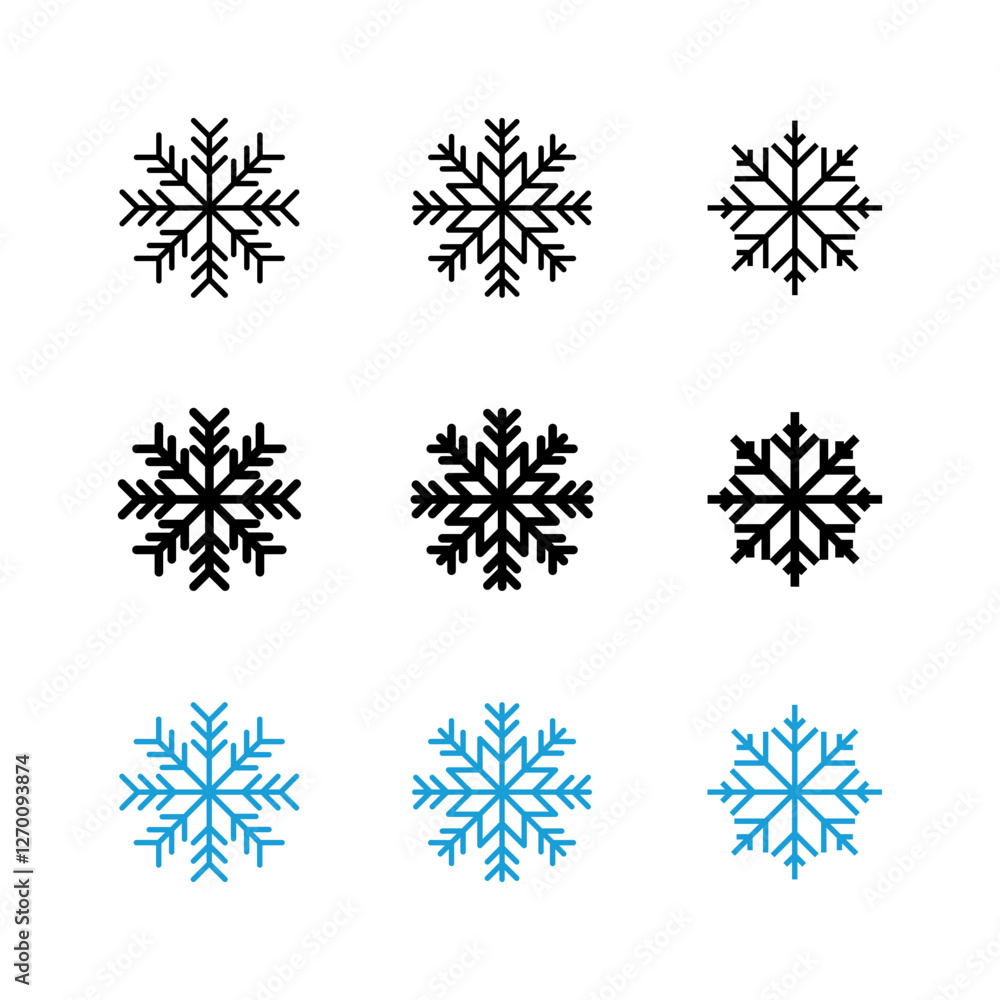 Snow icon set. snowflake icon vector Snow icon set. snowflake icon vector