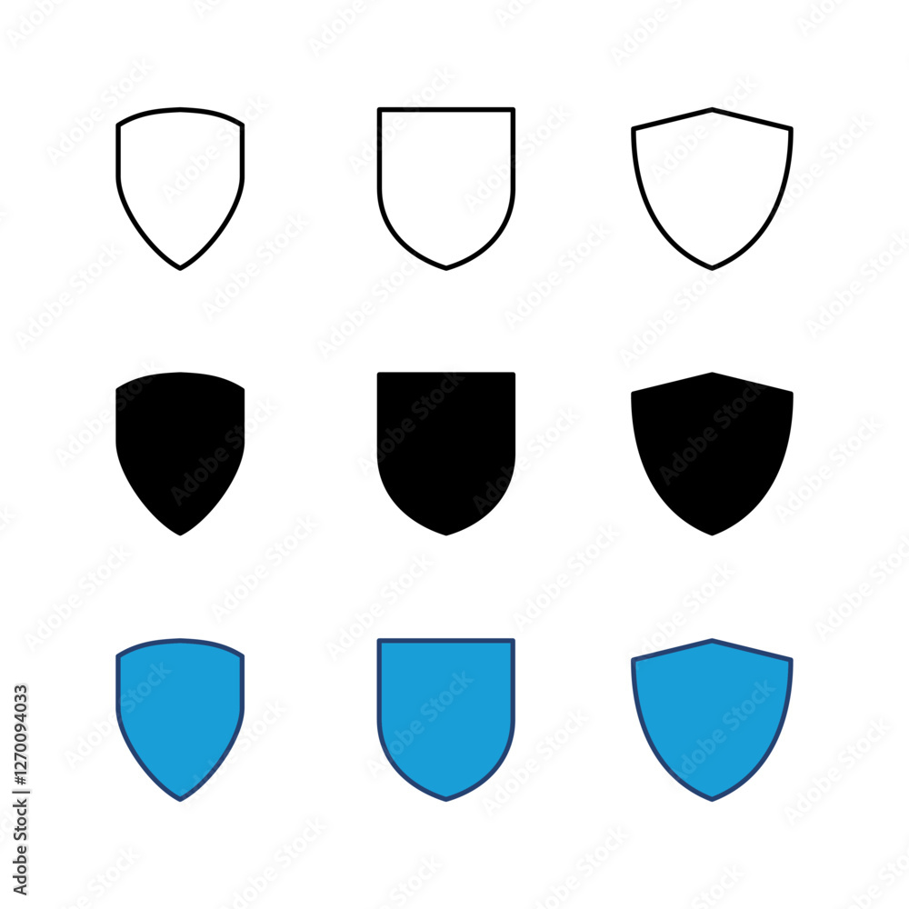 Shield icon set. Protection icon vector. Security vector icon Shield icon set. Protection icon vector. Security vector icon