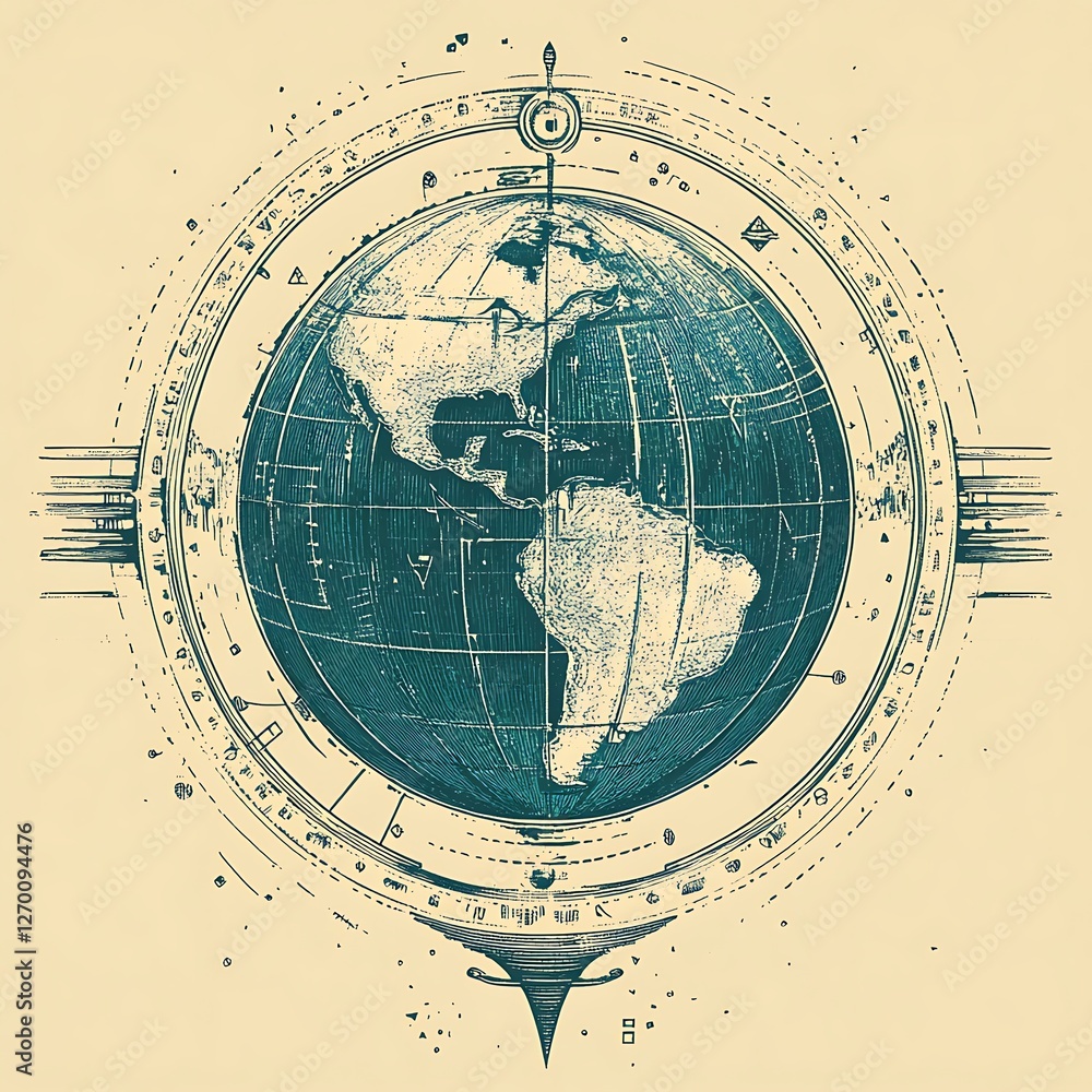 Fototapeta premium Vintage stylized globe graphic design