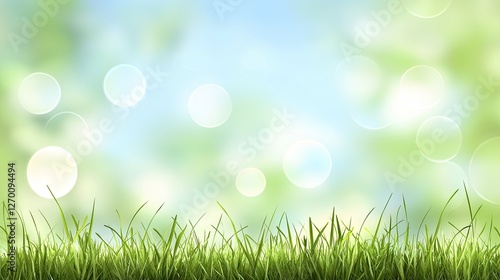 Spring grass, bokeh background, nature scene, website banner