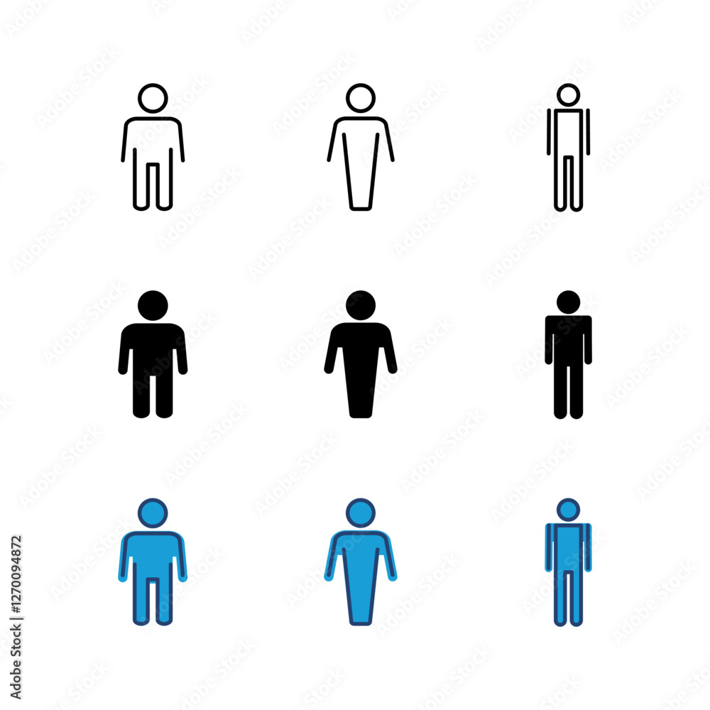 Man icon set. male icon vector. human symbol Man icon set. male icon vector. human symbol