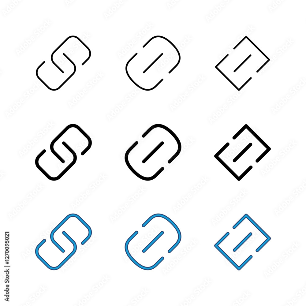 Link icon set. Hyperlink chain symbol. Link icon set. Hyperlink chain symbol.