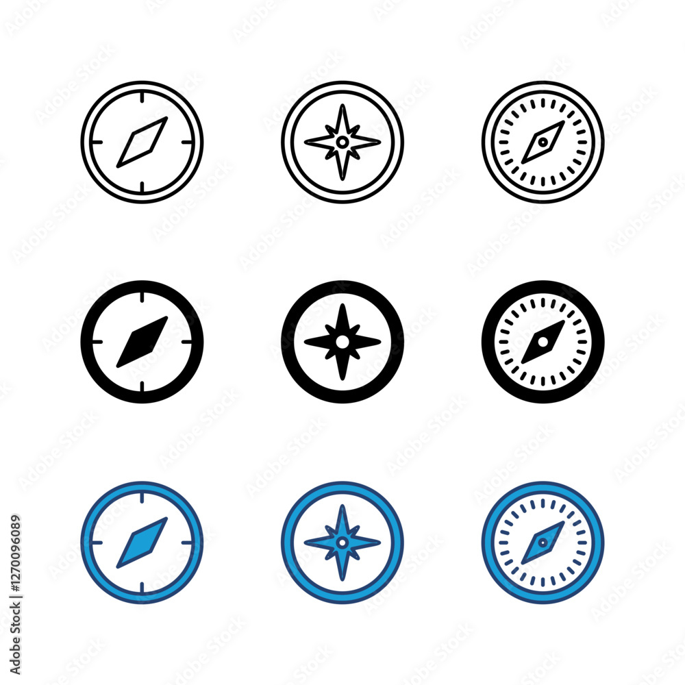 Compass icon set. arrow compass icon vector Compass icon set. arrow compass icon vector