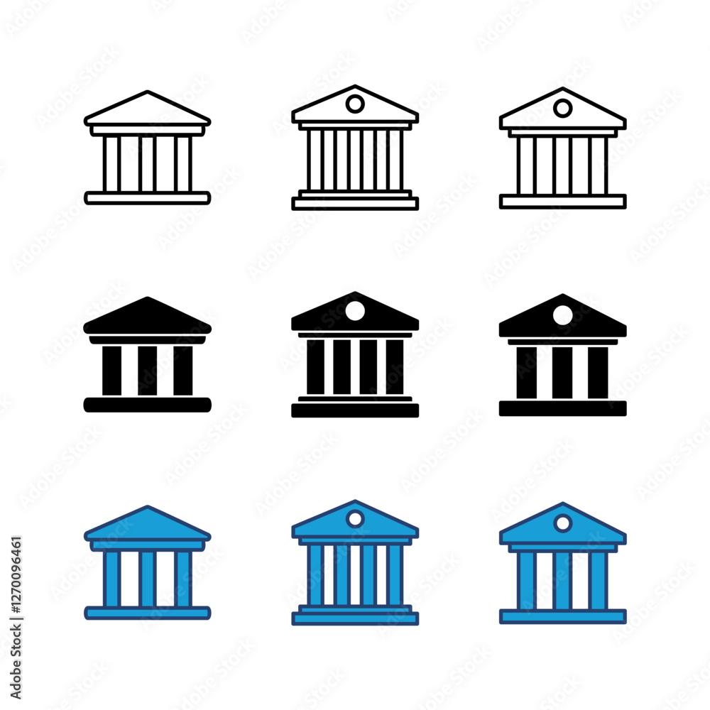 Bank icon set. bank vector icon, museum, university Bank icon set. bank vector icon, museum, university