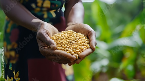 Wallpaper Mural Close Up Of An African Farmer Holding Soybeans In Their Hands. Agriculture Success And Sustainability Concept. Torontodigital.ca