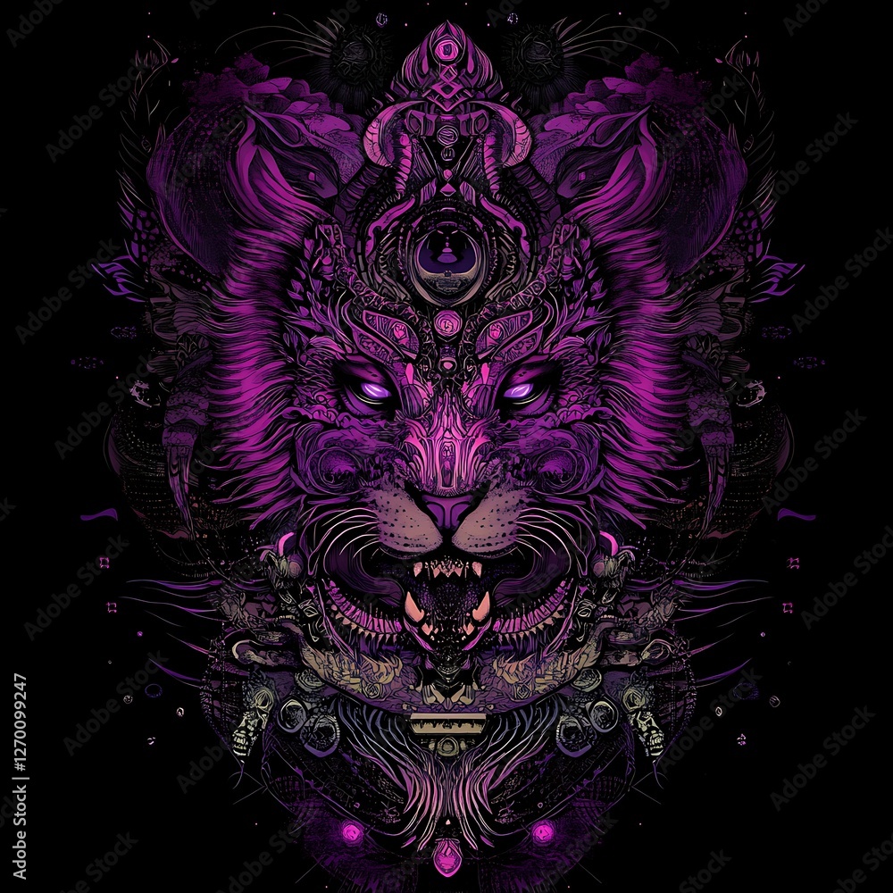 Abstract Purple Tiger Design for Apparel Abstract Purple Tiger Design for Apparel