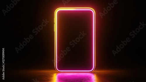 Obraz na płótnie Neon Smartphone: Glowing Mobile Technology w salonie