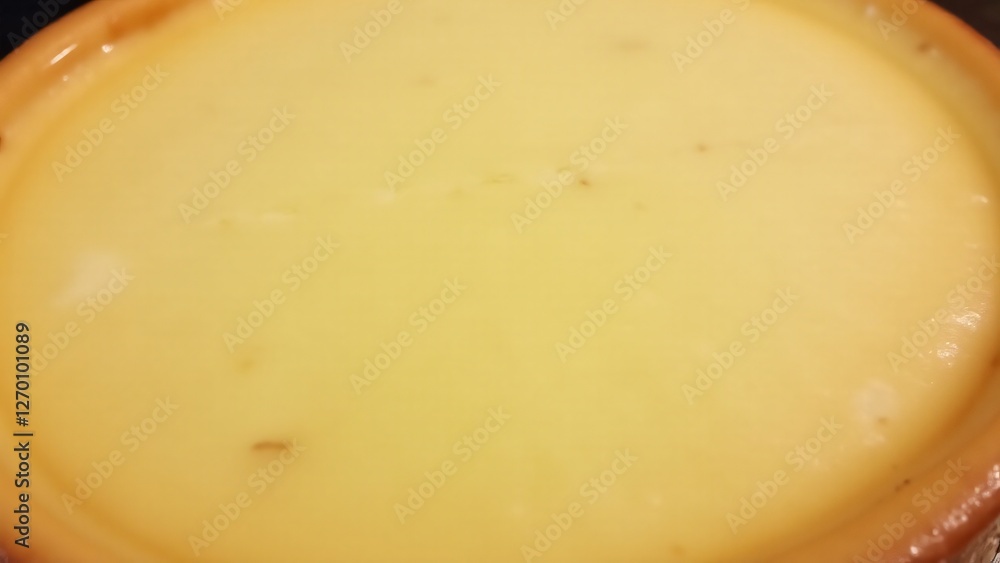 A close-up of a cheesecake's creamy, dense texture with smooth surface. Lighting highlights its rich and indulgent texture. A close-up of a cheesecake's creamy, dense texture with smooth surface. Lighting highlights its rich and indulgent texture.