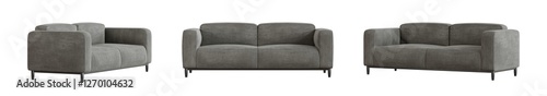 Fotografía Gray sofa set isolated on transparent background