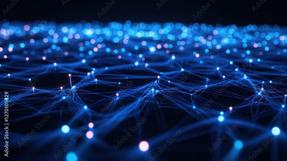 Abstract 3D Network: Glowing Blue and Pink Nodes and Lines Abstract 3D Network: Glowing Blue and Pink Nodes and Lines