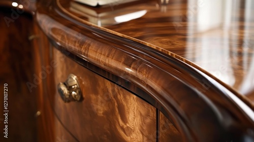 Close-up of Elegant Wooden Furniture with Intricate Grain and Polished Finish