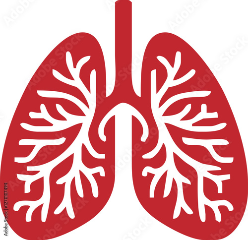 lungs icon Vector Flat design.icon Style Lungs outline Human internal organ, lungs line icon design for medical app, logo, website. Vector illustration. Lungs vector icon 