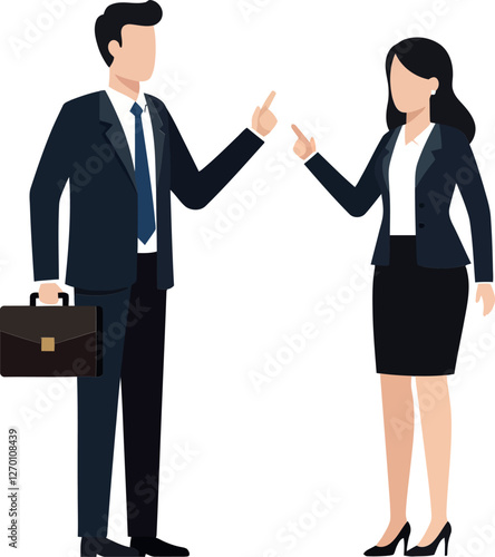 Business professionals discussing ideas in flat vector art illustration
