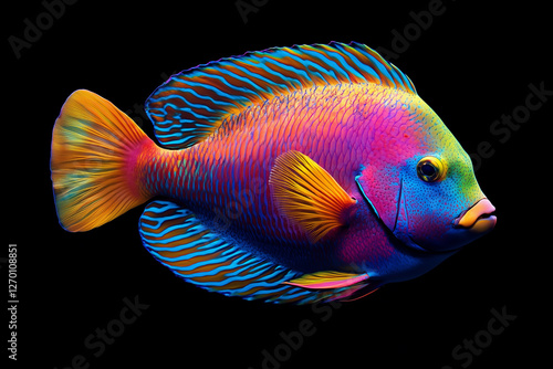 Exotic marine fish in vivid colors, isolated for aquatic themes photo