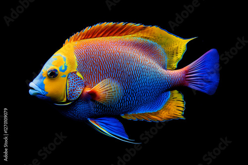 Exotic marine fish in vivid colors, isolated for aquatic themes photo