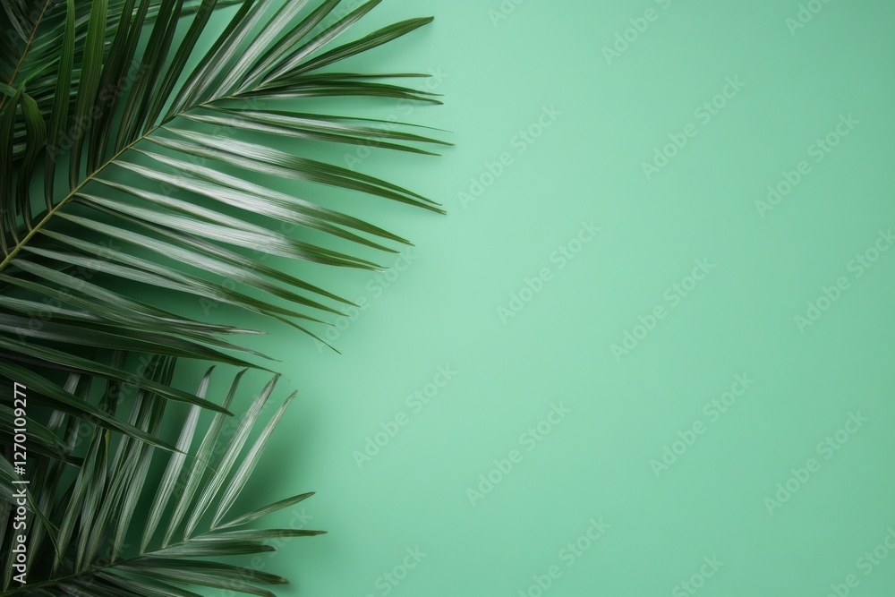 Fototapeta premium palm leaf on the left side background