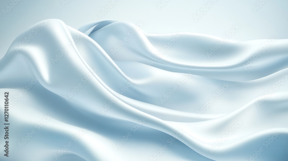 Obraz premium Elegant Light Blue Silk Fabric Waves Background for Fashion Design