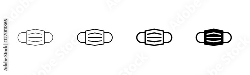 Mask icon vector isolated on white background. Man face with mask icon. Safety breathing masks. Industrial safety N95 mask. Medical mask vector icon.