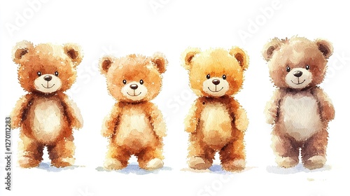 Wallpaper Mural Cute teddy bears collection studio illustration soft toy front view adorable companions Torontodigital.ca