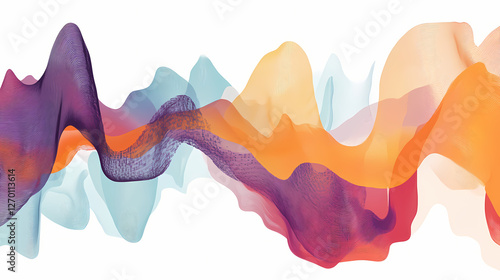 Artistic depiction of energy cycling in a harmonic oscillator, colorful waveforms, simple harmonic motion, oscillatory physics. Harmonic Energy Constructs. Illustration