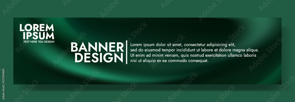 Modern banner design with an emerald green background.