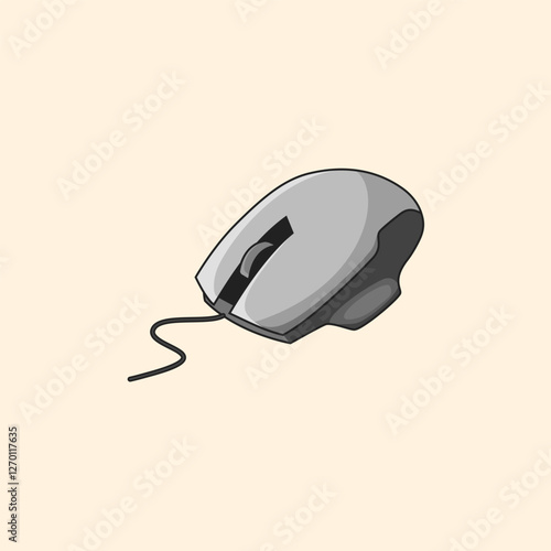 Vector illustration of wired computer mouse