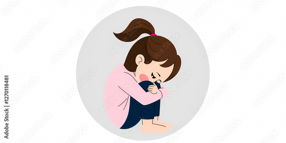 young girl sits alone hugging her knees conveying a sense of sadness and vulnerability. young girl sits alone hugging her knees conveying a sense of sadness and vulnerability.