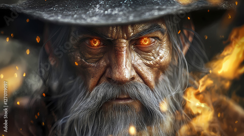 Portrait of an enigmatic fantasy elder. Temporal Warlocks. Illustration