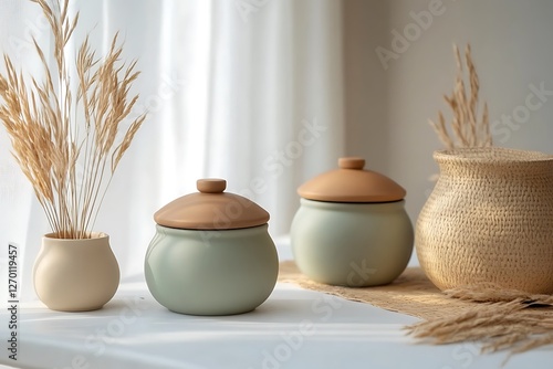 Wallpaper Mural Rustic Pottery and Dried Flowers Arrangement Torontodigital.ca