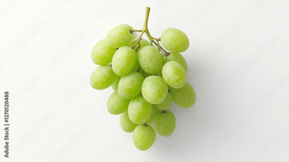 Bunch of fresh green grapes with realistic shading and details, isolated on transparent background Bunch of fresh green grapes with realistic shading and details, isolated on transparent background