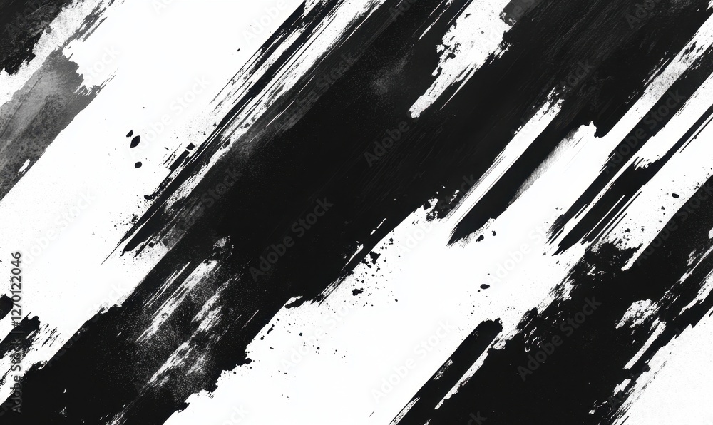 Abstract black and white brush strokes creating a dynamic background for creative projects Abstract black and white brush strokes creating a dynamic background for creative projects