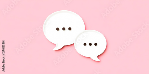 Wallpaper Mural two white speech bubbles on pink background representing communication Torontodigital.ca
