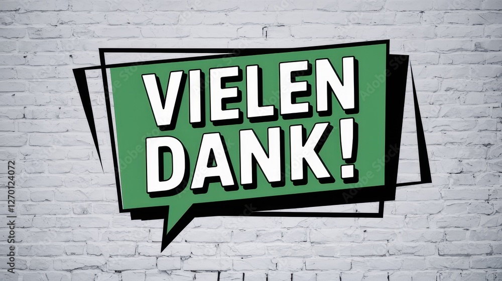 Fototapeta premium The image shows a green speech bubble with vielen dank