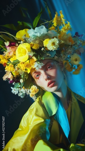 Spring flowers with women's fashion creativity, magazine style