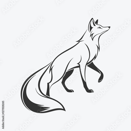 Black Wild Fox Silhouette Illustration – Great for Outdoor and Animal-Themed Art