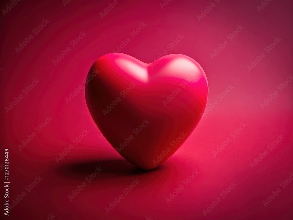 Fototapeta premium Simple, abstract pink heart, Valentine's Day aesthetic in red and pink minimalism.
