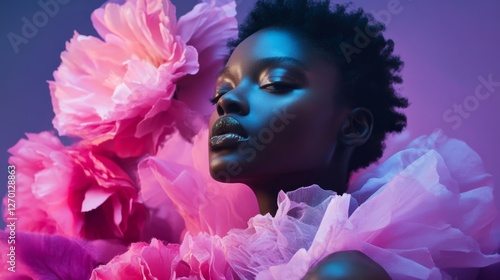 Spring flowers with women's fashion creativity, magazine style